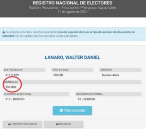 Así consta en el registro nacional de electores.