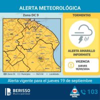 ALERTA POR TORMENTA Vigencia jueves 19 de septiembre