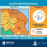 ALERTA NARANJA: SE ESPERAN TORMENTAS FUERTES