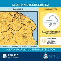 ATENCION PARA BERISSO Y ENSENADA: ALERTA AMARILLA POR TORMENTAS