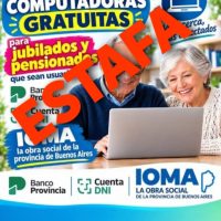 ALERTA POR FALSA ENTREGA DE COMPUTADORAS A JUBILADOS
