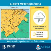 ALERTA AMARILLA  POR TORMENTAS FUERTES, RÁFAGAS Y POSIBLE CAÍDA DE GRANIZO